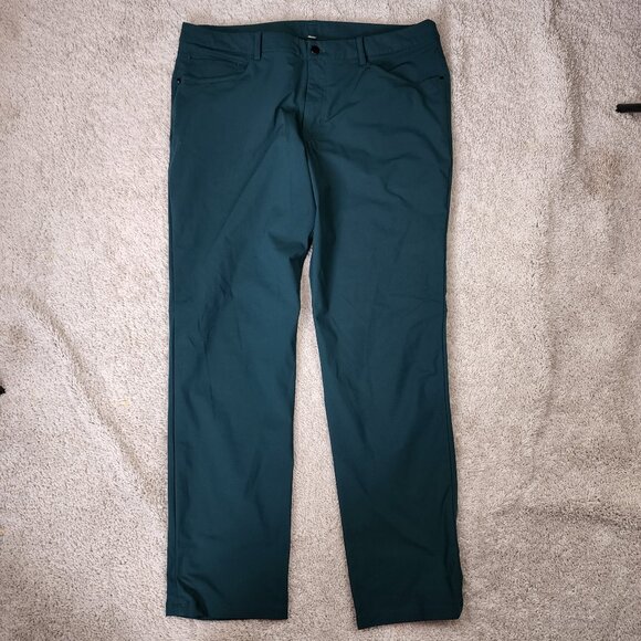 Lululemon Commission? ABC? Office Work Chino Pants Green Mens Size 38x33 Slim - Picture 2 of 9